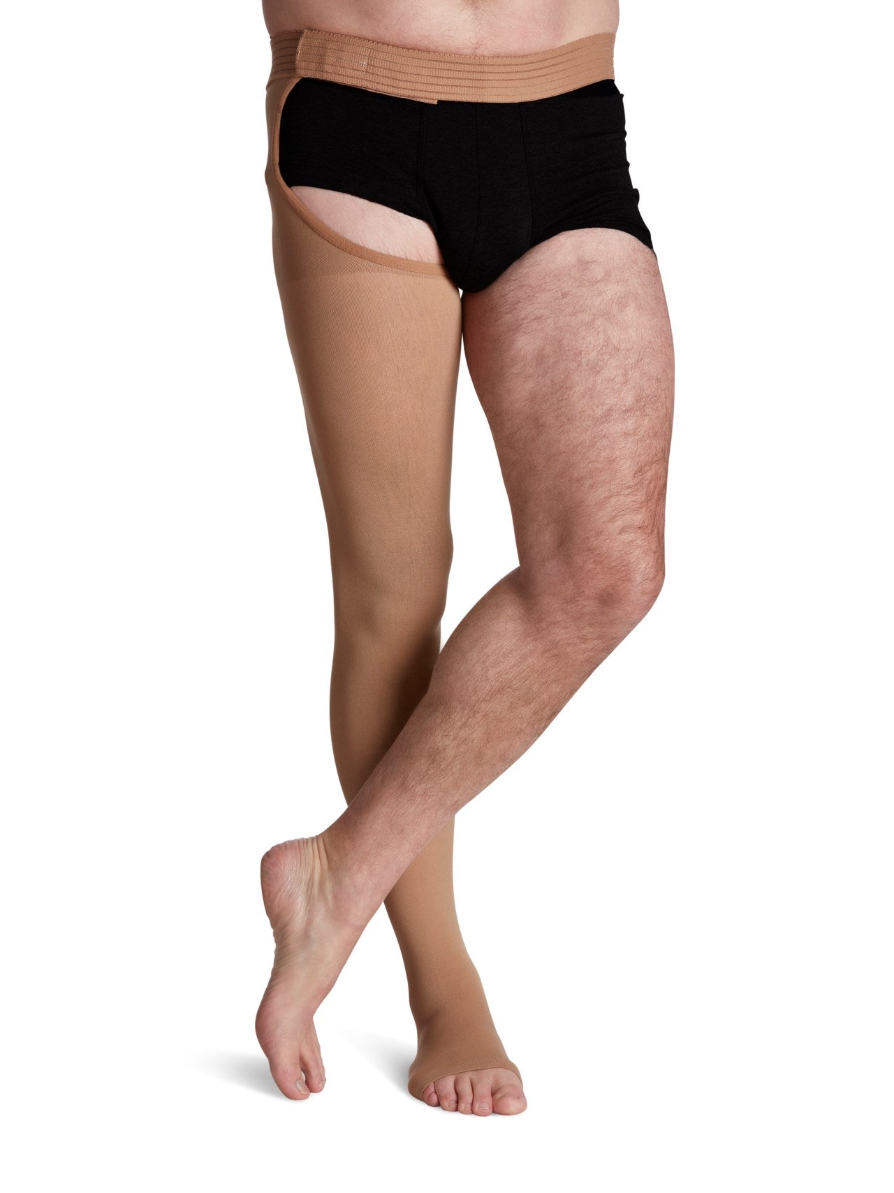 Sigvaris Opaque Open Toe Thigh with Waist Attachment • 860 series